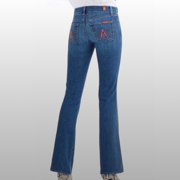 7 For All Mankind Denim - 7 for all mankind a pocket pink stitch bootcut jeans